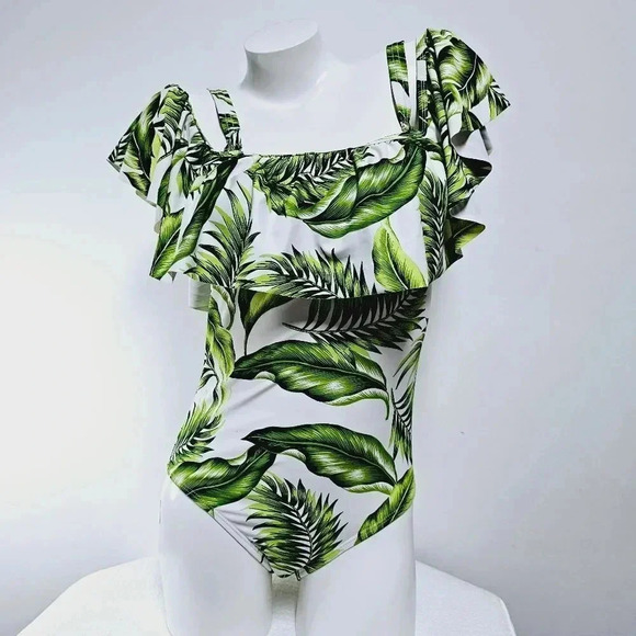 Gabifresh ruffle palm leaf swim suit 10 d/dd - Picture 7 of 12